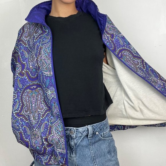 Vintage Northern Climate Purple Jacquard Windbreaker - Picture 2 of 4